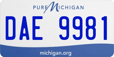 MI license plate DAE9981