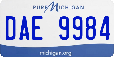 MI license plate DAE9984