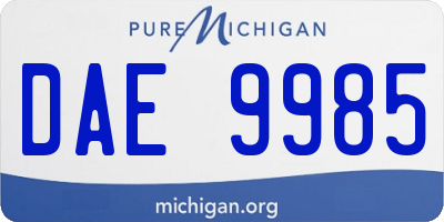MI license plate DAE9985