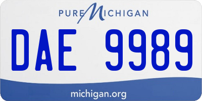MI license plate DAE9989
