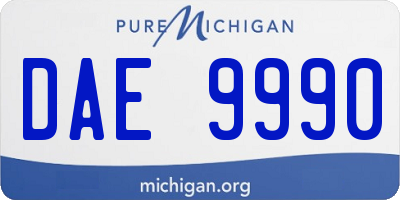 MI license plate DAE9990