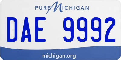 MI license plate DAE9992
