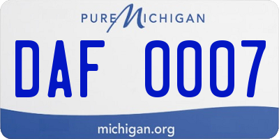 MI license plate DAF0007
