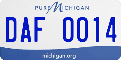 MI license plate DAF0014
