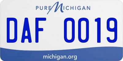 MI license plate DAF0019