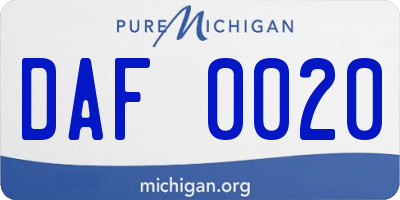 MI license plate DAF0020