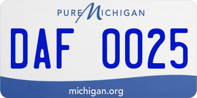 MI license plate DAF0025