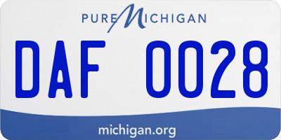 MI license plate DAF0028