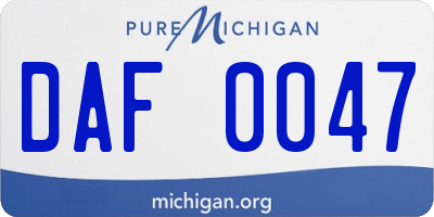 MI license plate DAF0047
