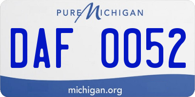 MI license plate DAF0052