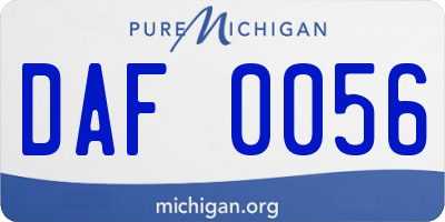 MI license plate DAF0056