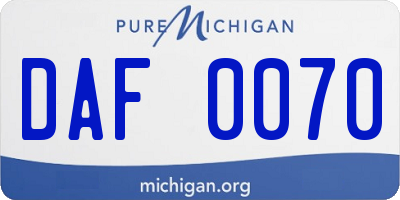 MI license plate DAF0070