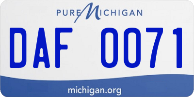 MI license plate DAF0071