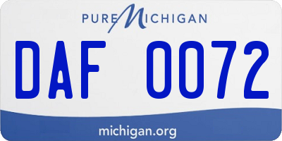 MI license plate DAF0072