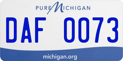 MI license plate DAF0073