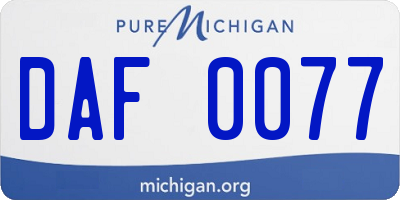 MI license plate DAF0077