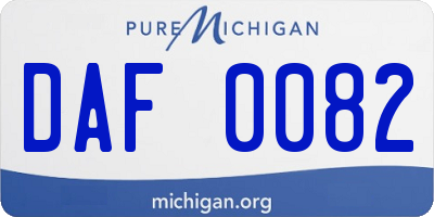 MI license plate DAF0082
