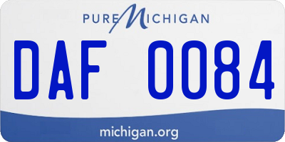 MI license plate DAF0084