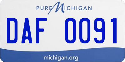 MI license plate DAF0091
