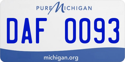 MI license plate DAF0093