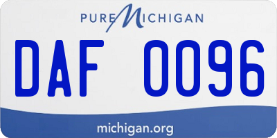 MI license plate DAF0096