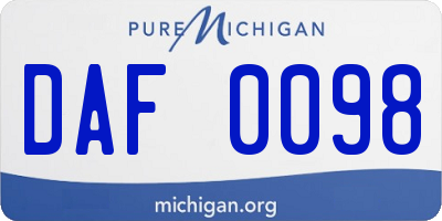 MI license plate DAF0098