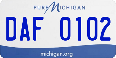 MI license plate DAF0102