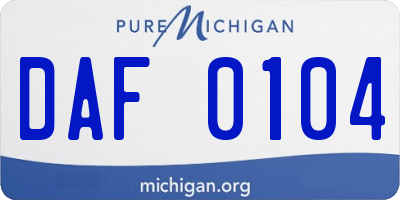 MI license plate DAF0104