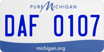 MI license plate DAF0107