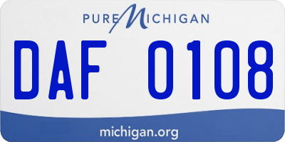 MI license plate DAF0108