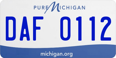 MI license plate DAF0112