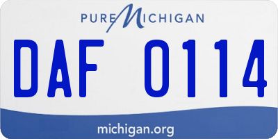 MI license plate DAF0114