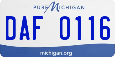 MI license plate DAF0116