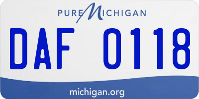 MI license plate DAF0118