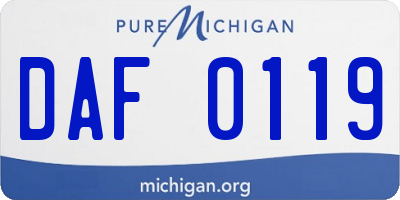 MI license plate DAF0119