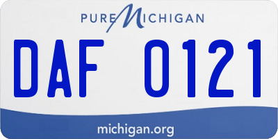 MI license plate DAF0121
