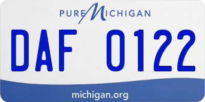 MI license plate DAF0122