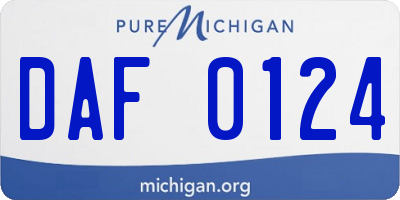 MI license plate DAF0124