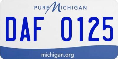 MI license plate DAF0125