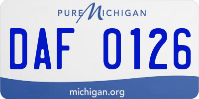 MI license plate DAF0126