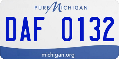 MI license plate DAF0132