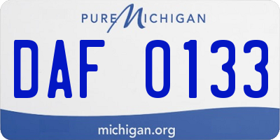 MI license plate DAF0133