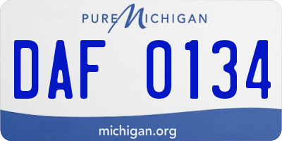 MI license plate DAF0134