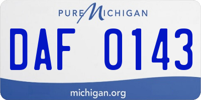 MI license plate DAF0143