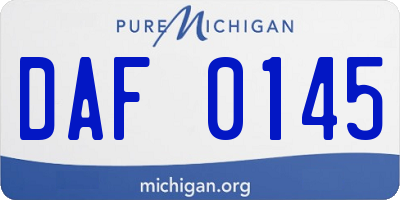 MI license plate DAF0145