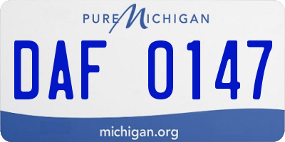 MI license plate DAF0147