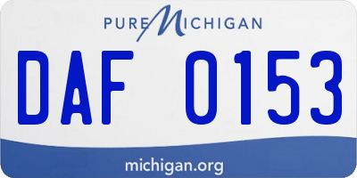 MI license plate DAF0153