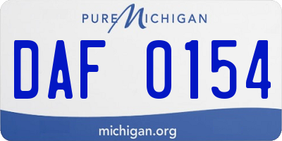 MI license plate DAF0154