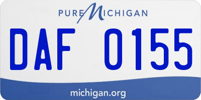 MI license plate DAF0155