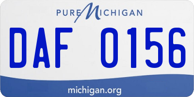 MI license plate DAF0156